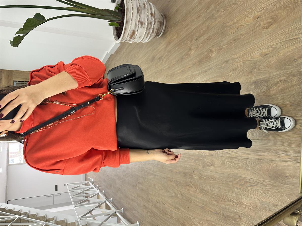 Beli Lastikli Saten Etek-Siyah