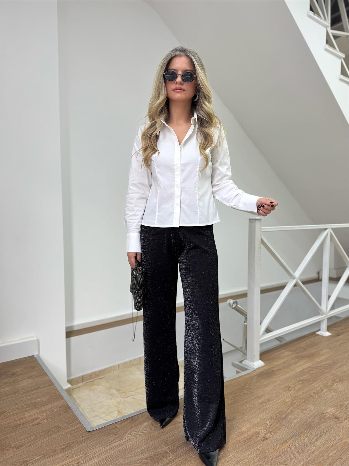 Beli Lastikli Simli Pantolon 