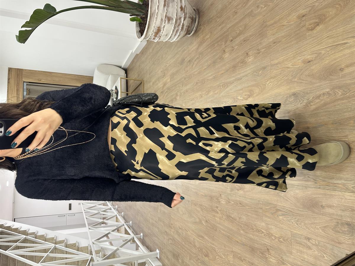 Beli Lastikli Tam Boy Desenli Saten Etek