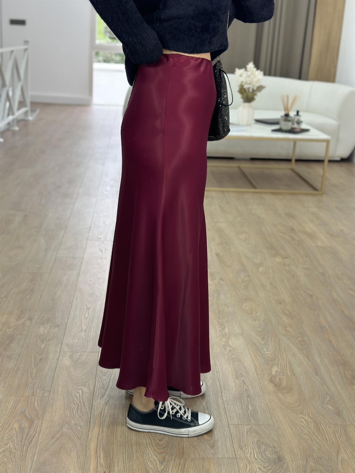 Beli Lastikli Tam Boy Saten Etek-Vişne Çürüğü