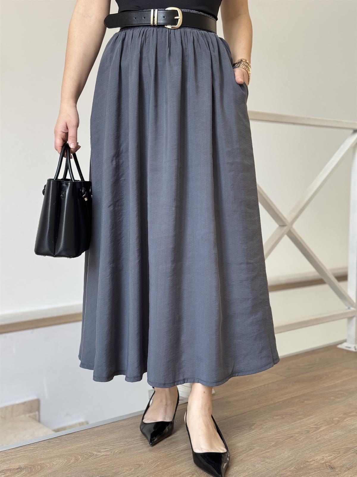 Beli Lastikli Tensel Maxi Etek - Antrasit