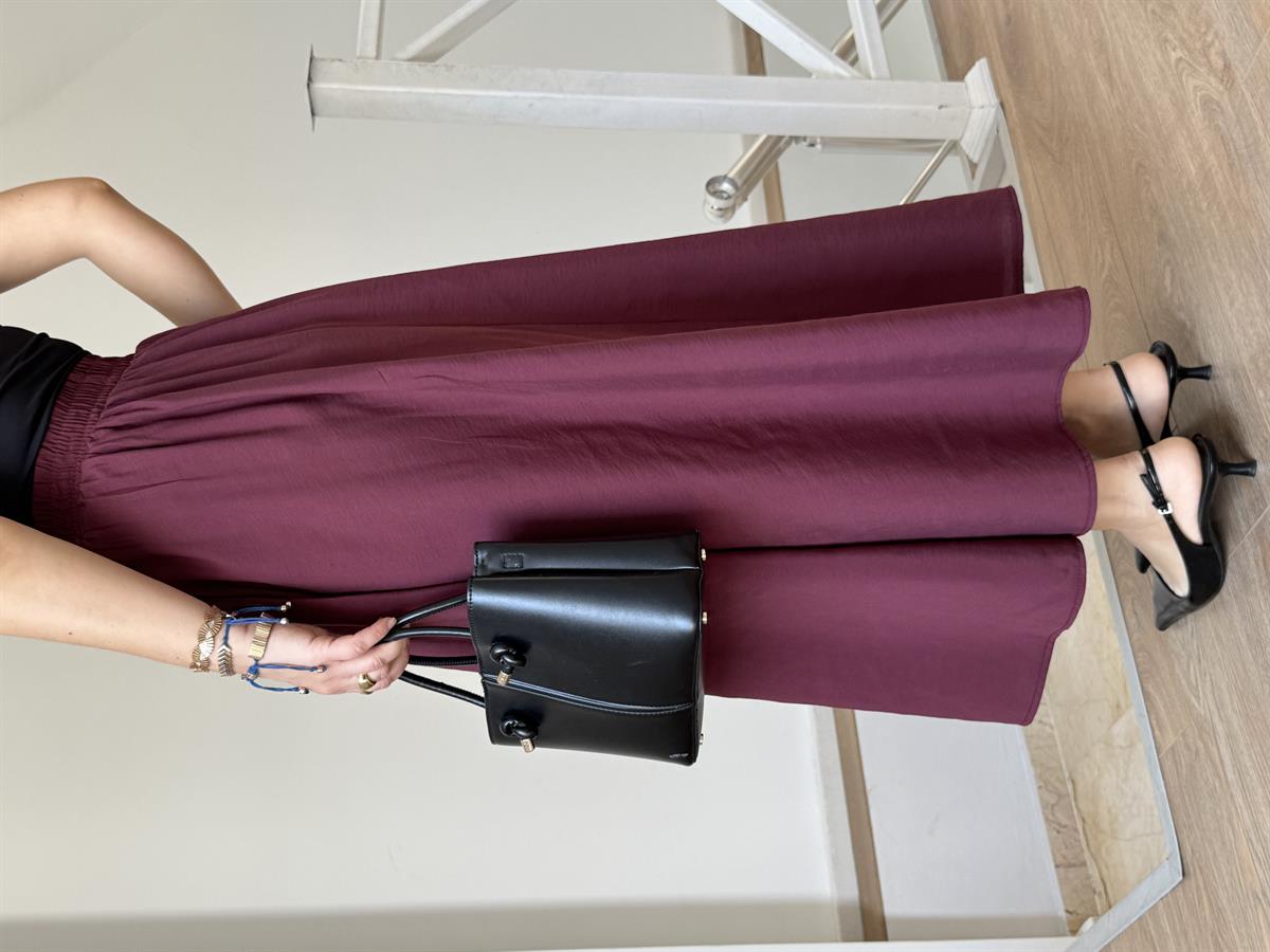 Beli Lastikli Tensel Maxi Etek - Bordo