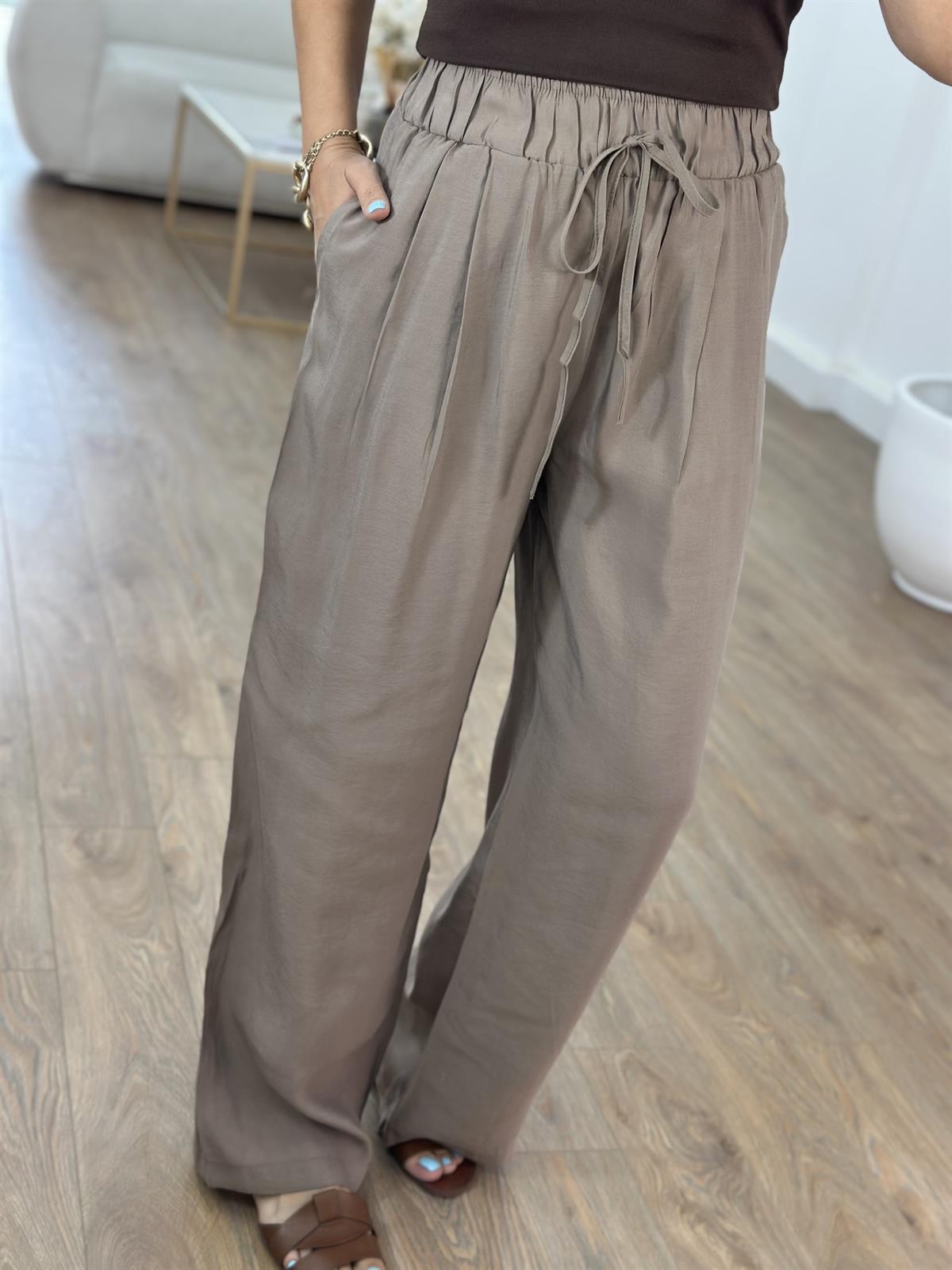 Beli Lastikli Tensel Pantolon - Vizon