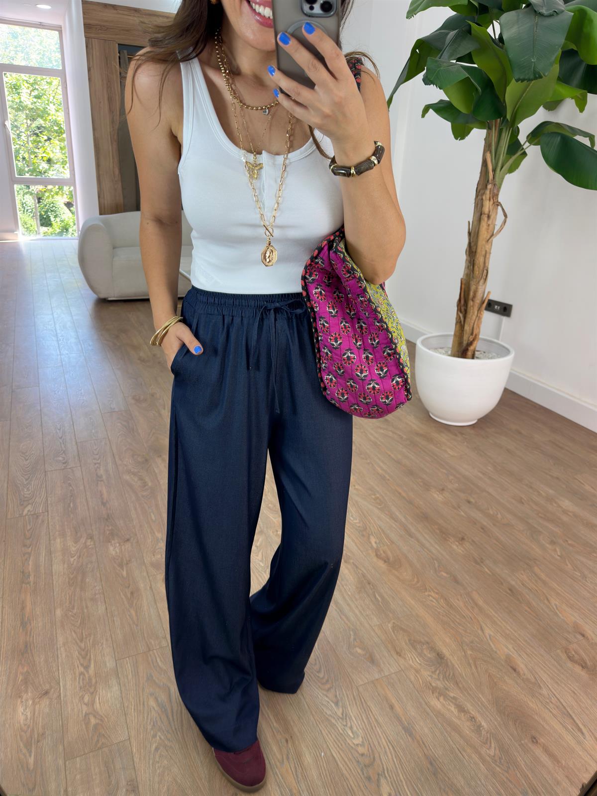 Beli Lastikli Tensel Tiril Pantolon 