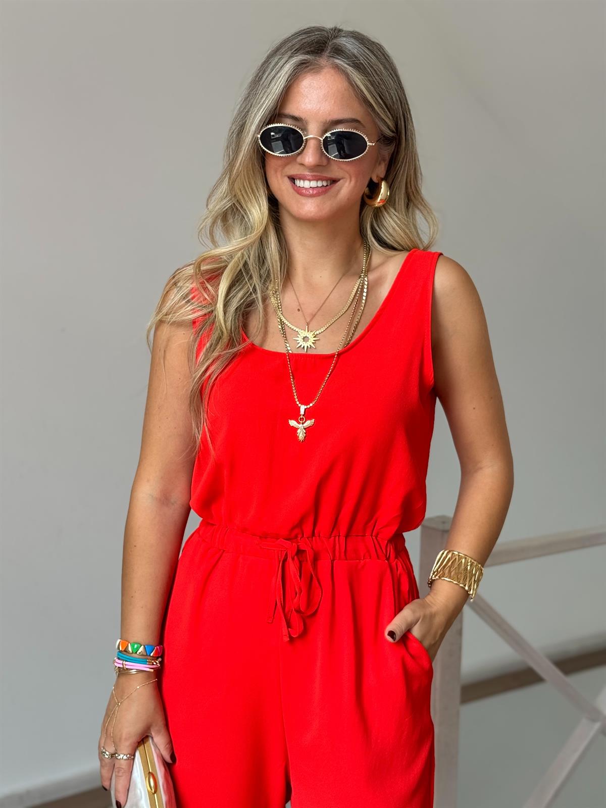 Beli Lastikli Tiril Tulum - Kırmızı