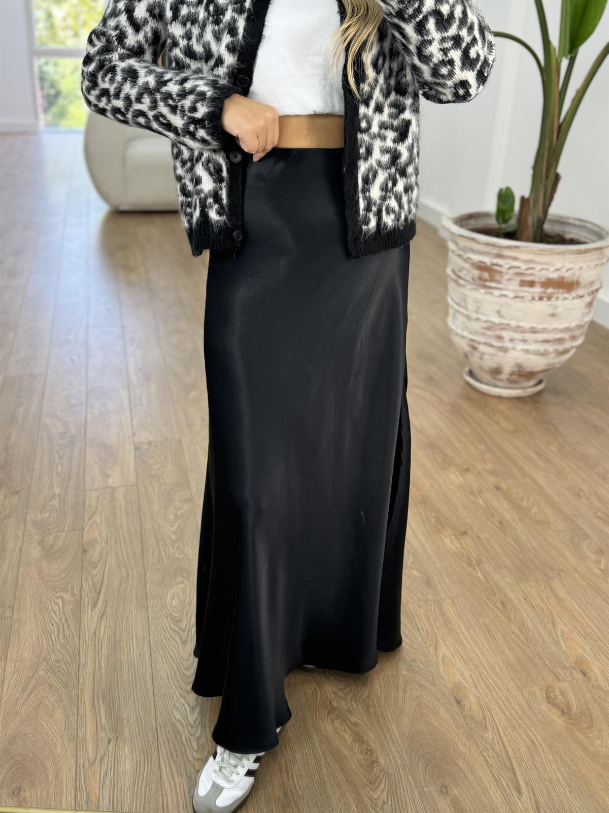 Beli Lastikli Uzun Saten Etek