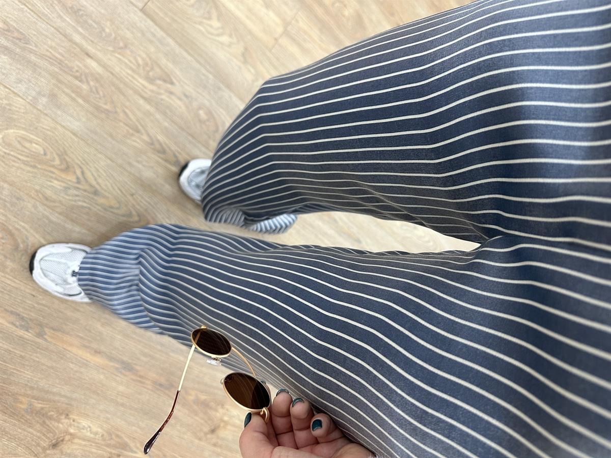 Beli Latikli Premium Seri Çizgili Saten Pantolon