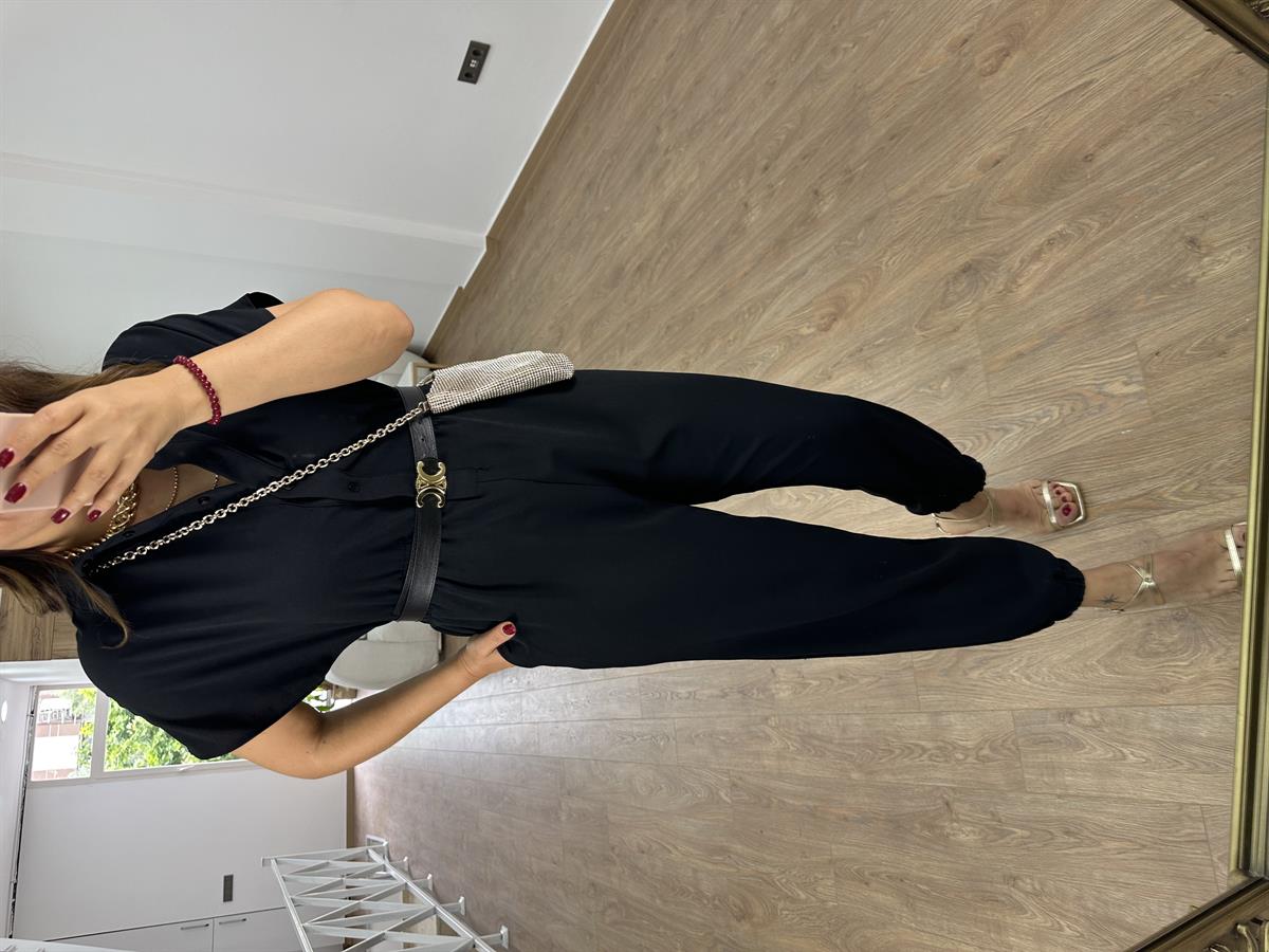 Beli ve Paçası Lastikli Linda Tulum