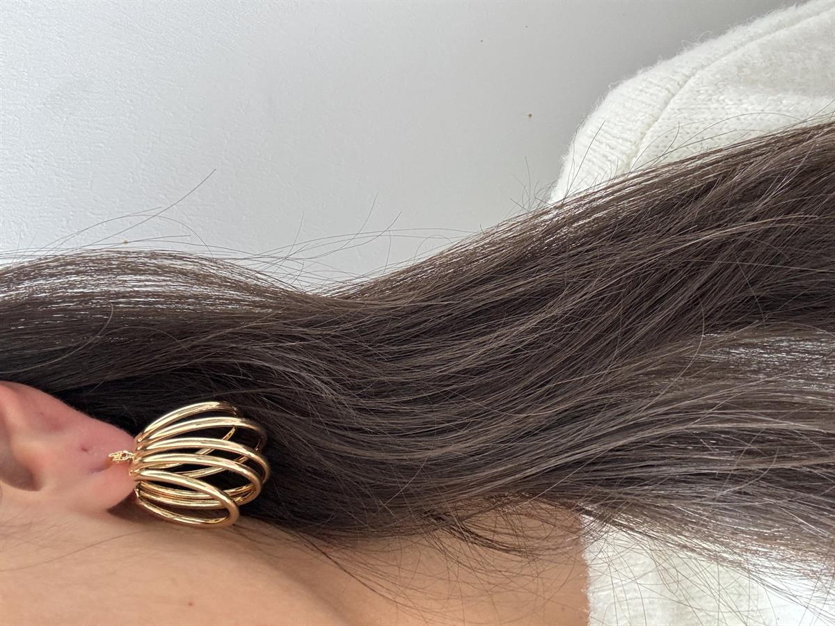 Beş SIra Oval Gold Küpe