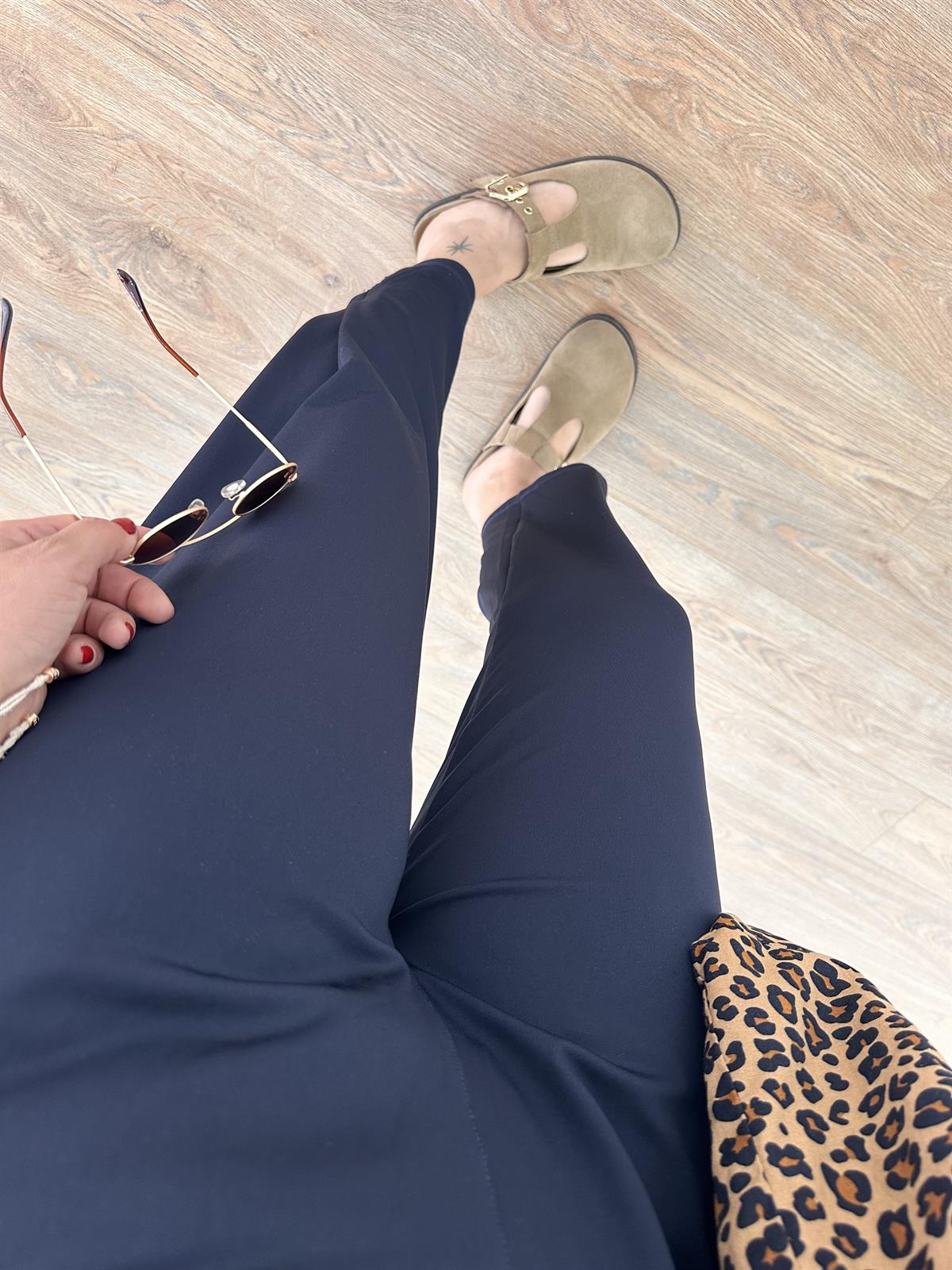 Bileği Çıtçıtlı Scuba pantolon-Lacivert