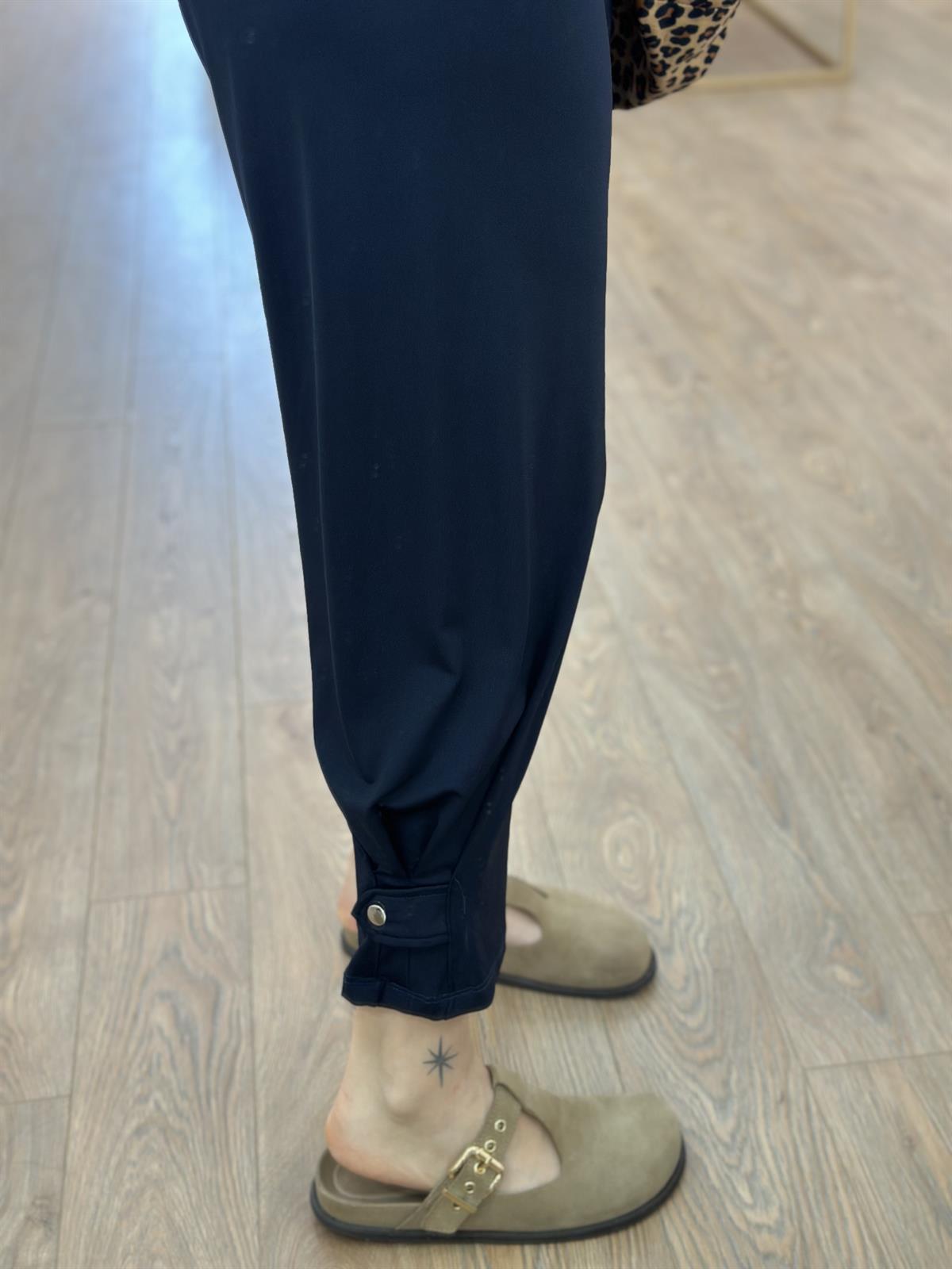 Bileği Çıtçıtlı Scuba pantolon-Lacivert