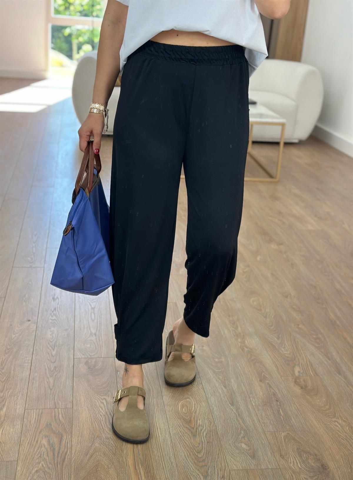 Bileği Çıtçıtlı Scuba Pantolon-Siyah