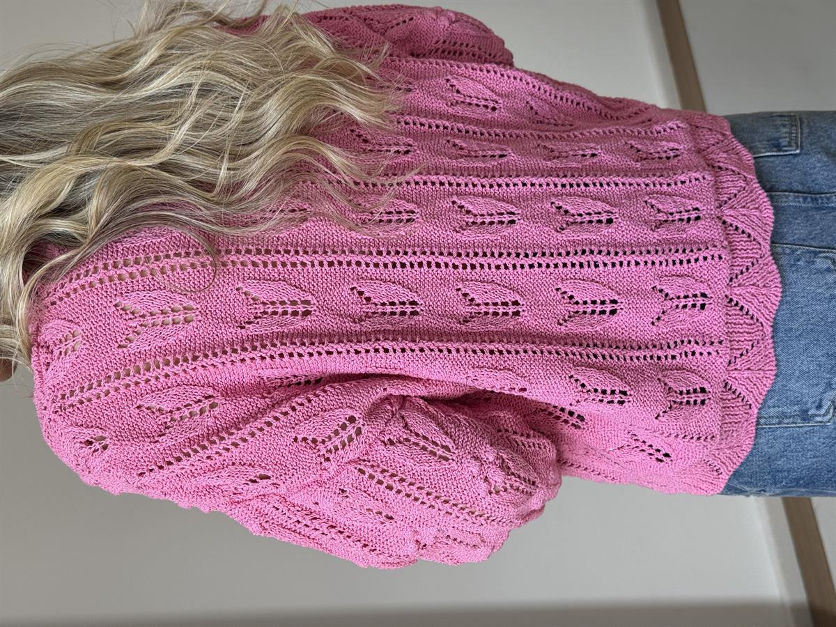 Bisiklet Yaka Ajurlu Triko - Pembe