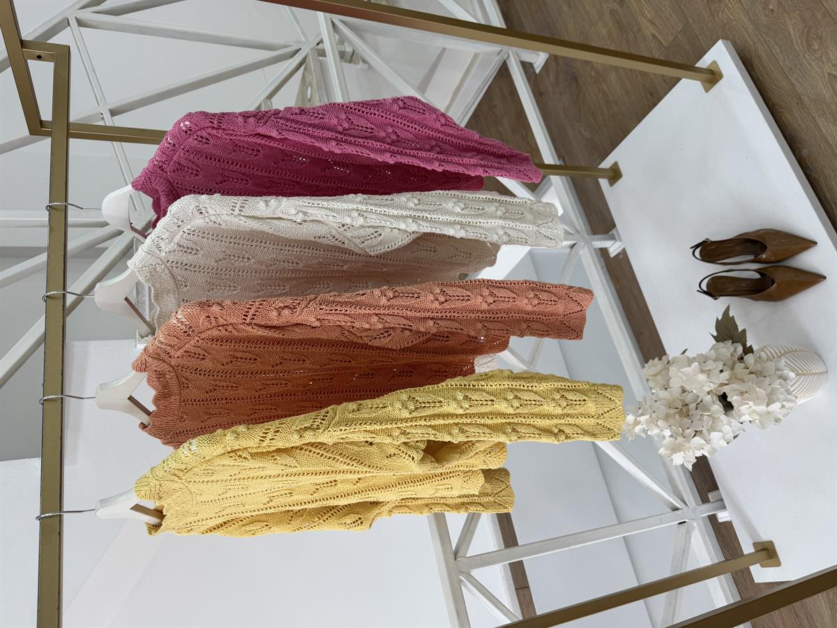 Bisiklet Yaka Ajurlu Triko - Somon