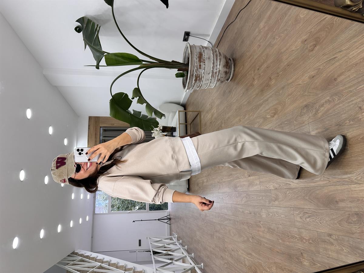 Bisiklet Yaka Basic Modal Eşofman Takım-Taş