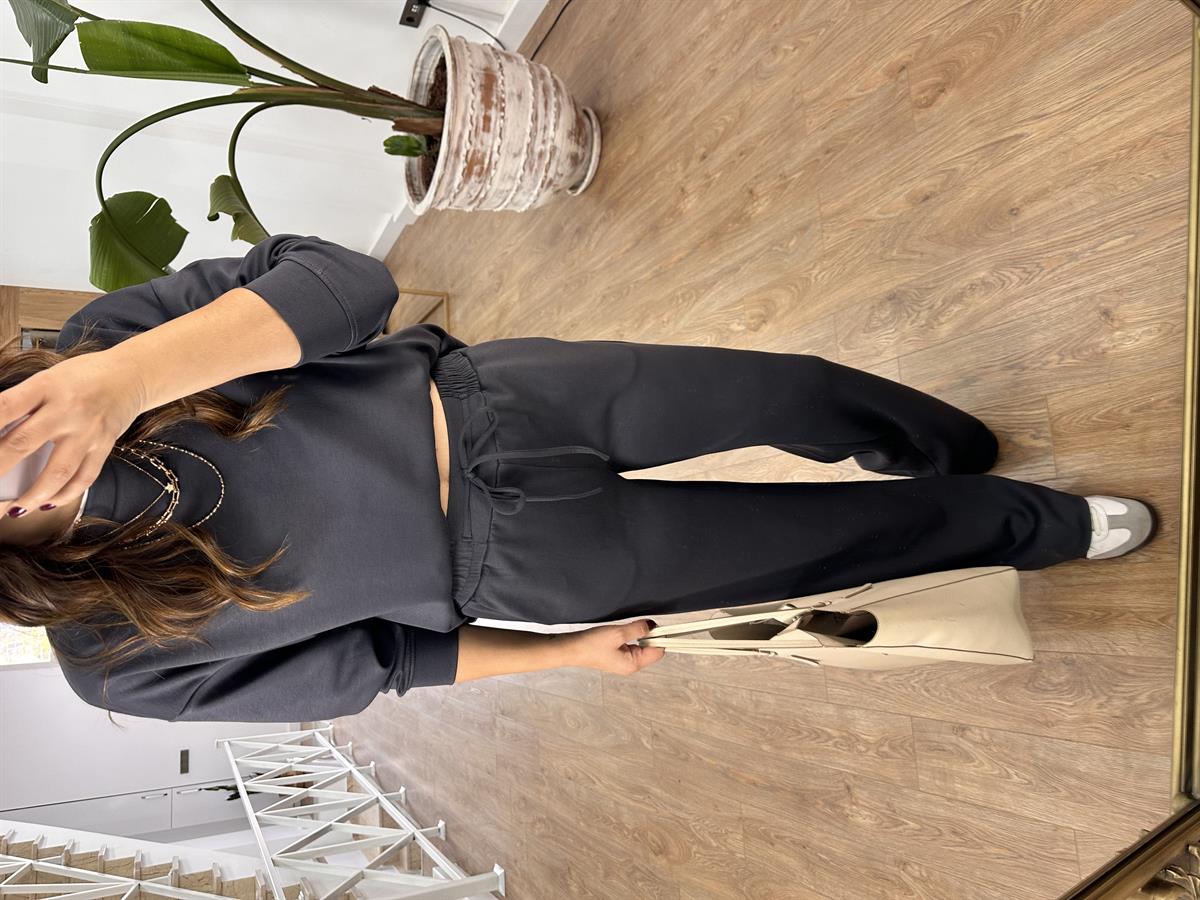 Bisiklet Yaka Basic Modal Eşofman Takım- Antrasit