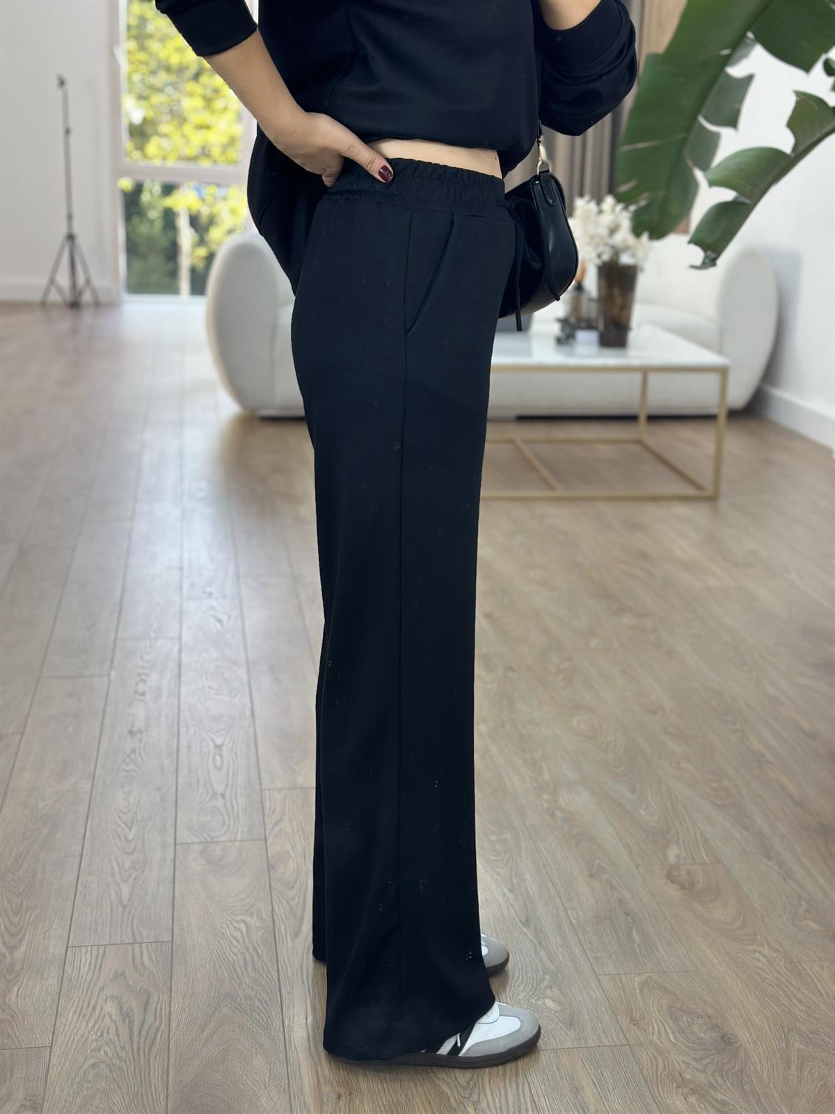 Bisiklet Yaka Basic Modal Eşofman Takım-Siyah