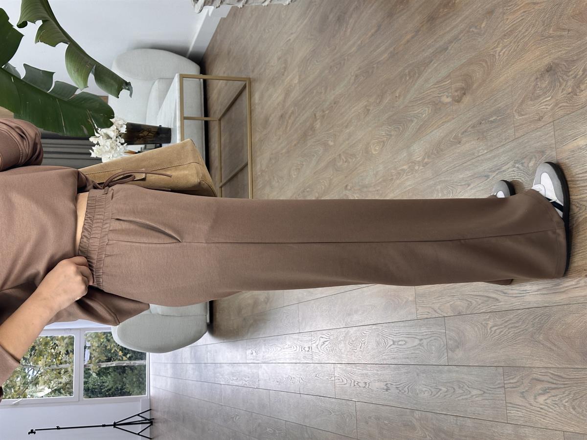 Bisiklet Yaka Basic Modal Eşofman Takım-Kahve