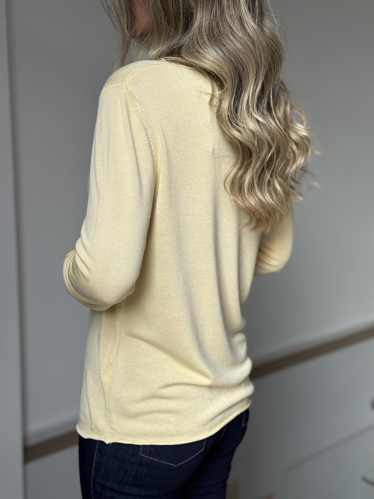 Bisiklet Yaka Basic Triko - Sarı