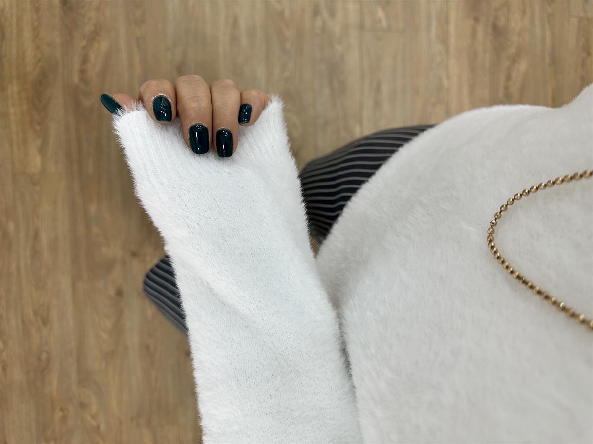 Bisiklet Yaka Basic Yumoş Kazak-Ekru