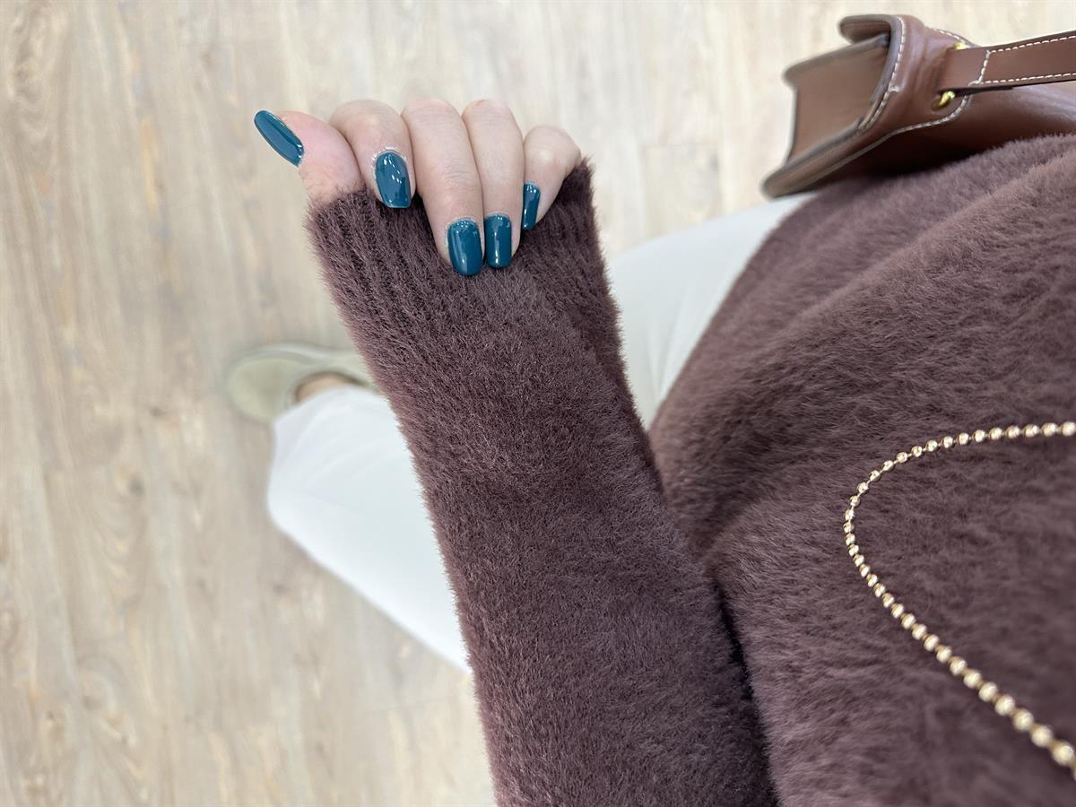 Bisiklet Yaka Basic Yumoş Kazak-Kahverengi