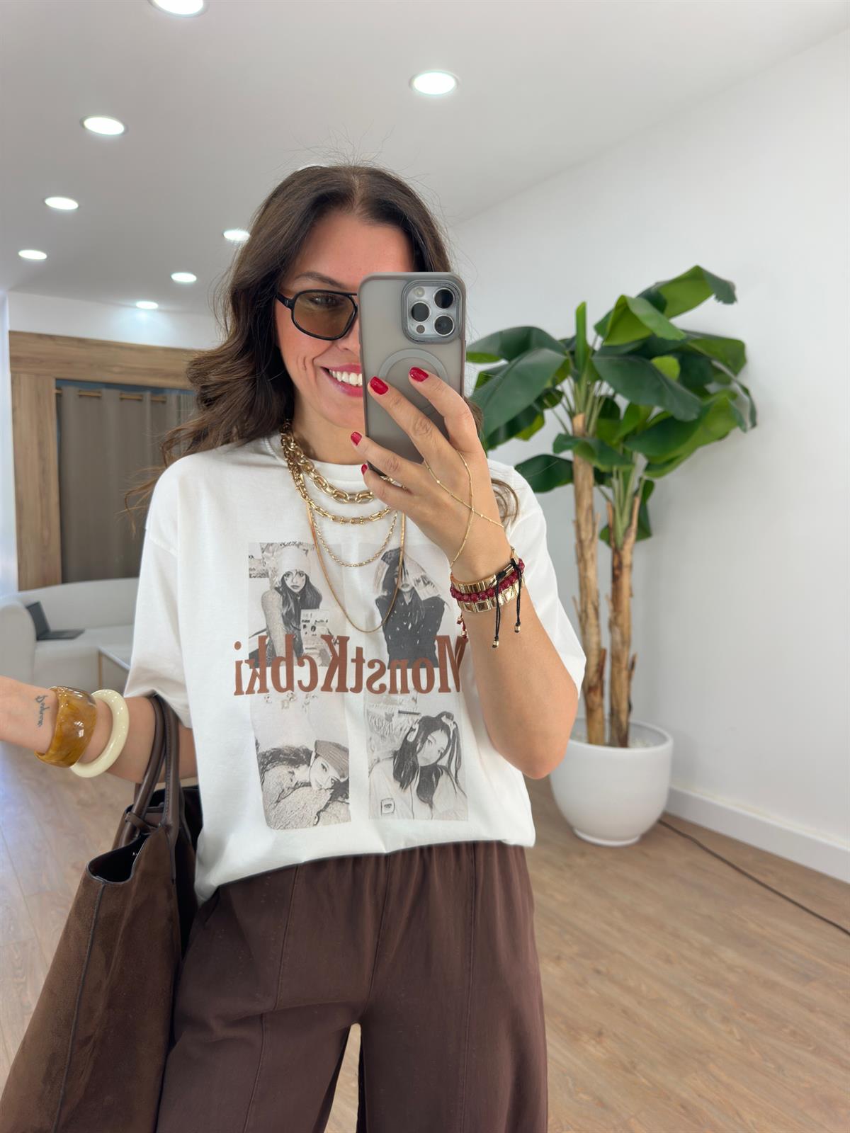 Bisiklet Yaka Baskılı Tshirt 