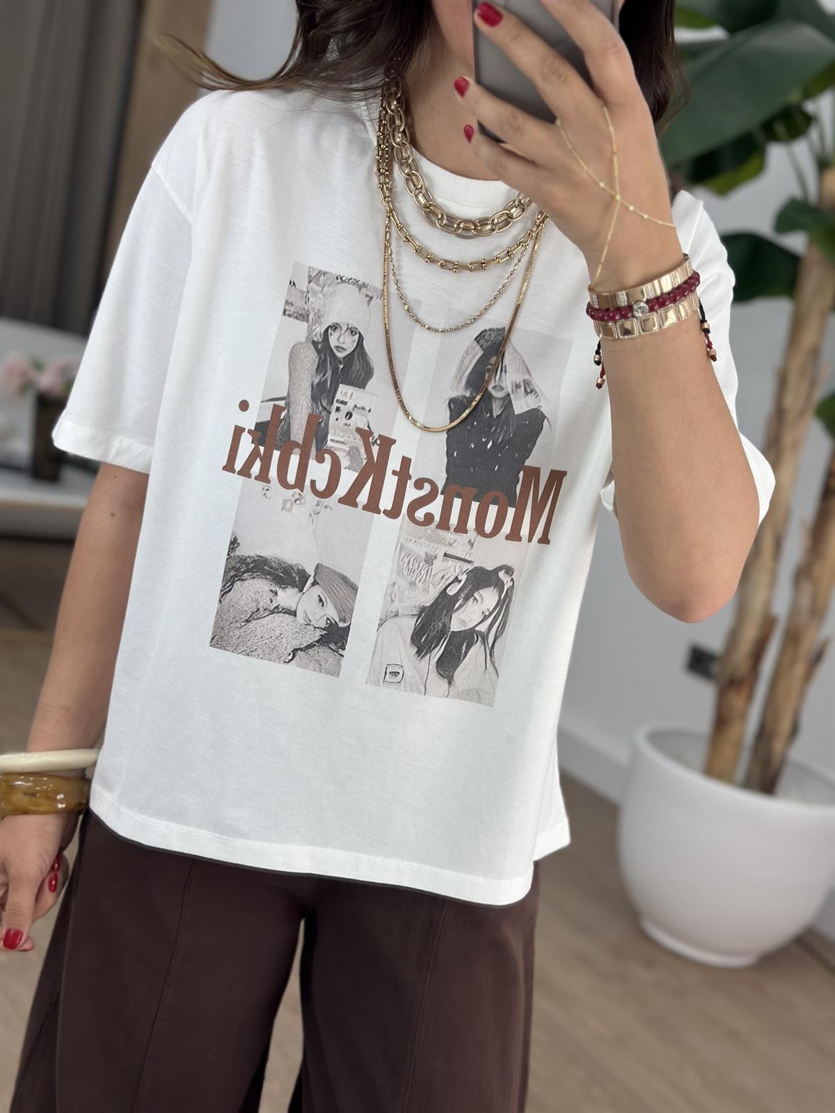 Bisiklet Yaka Baskılı Tshirt 