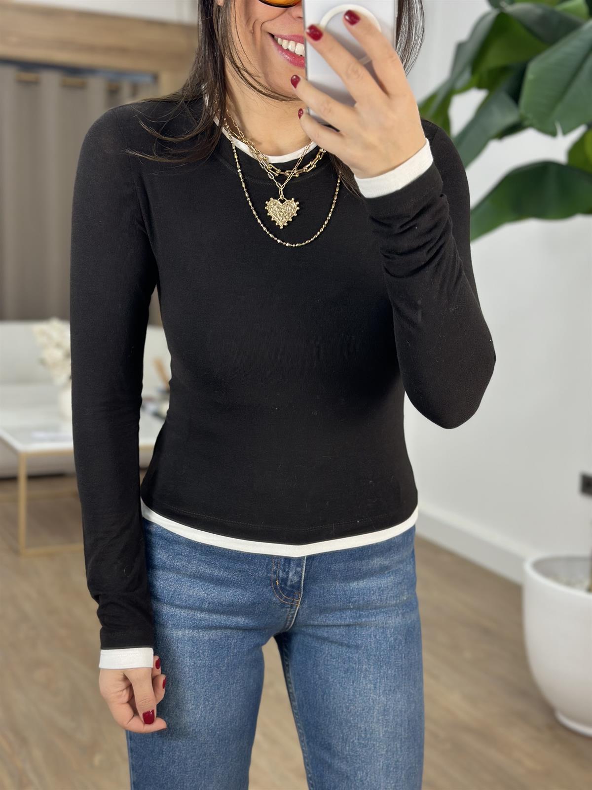 Bisiklet Yaka Biye Detaylı Bluz - Kahverengi