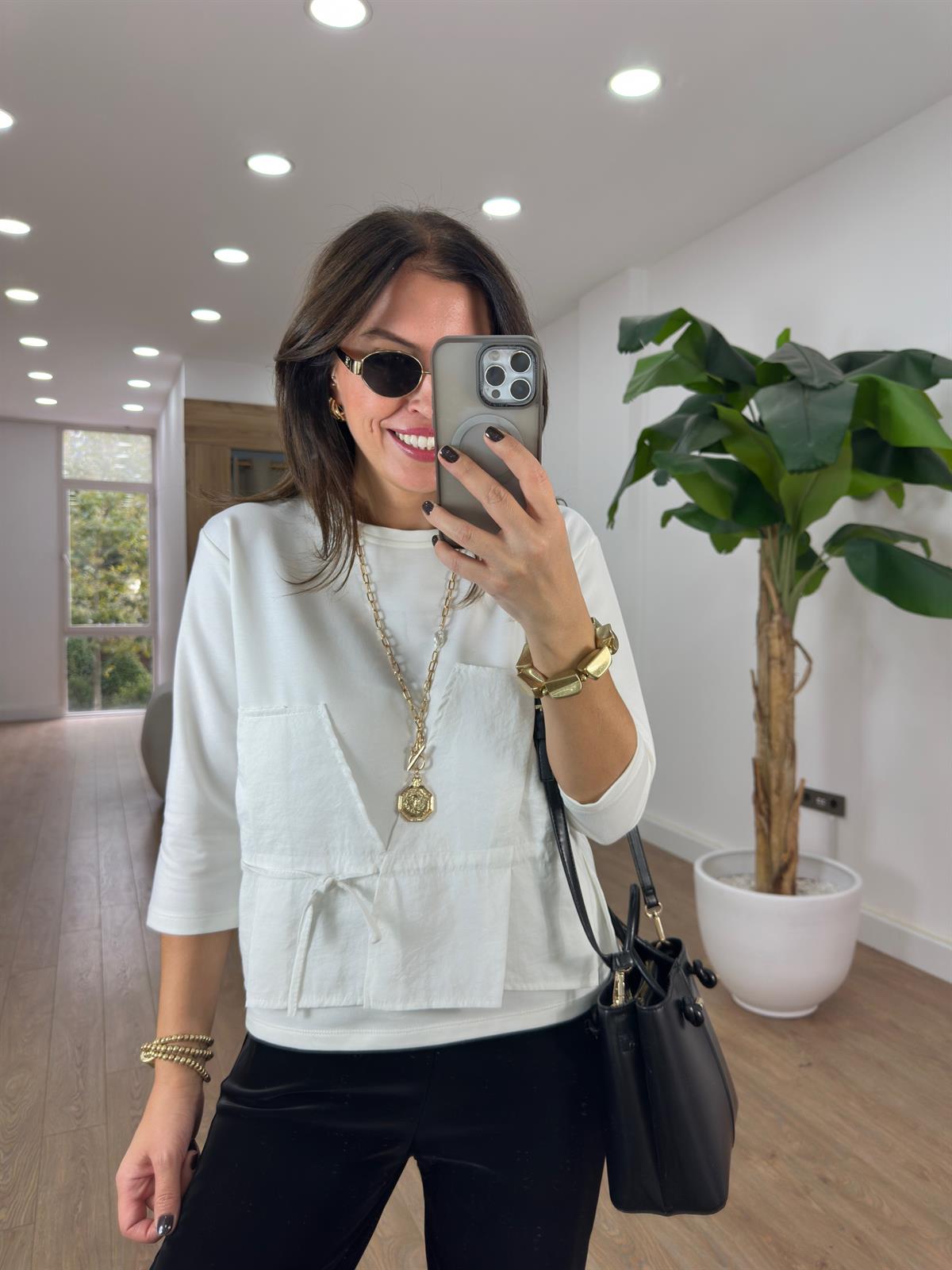 Bisiklet Yaka Garnili Sweatshirt - Ekru