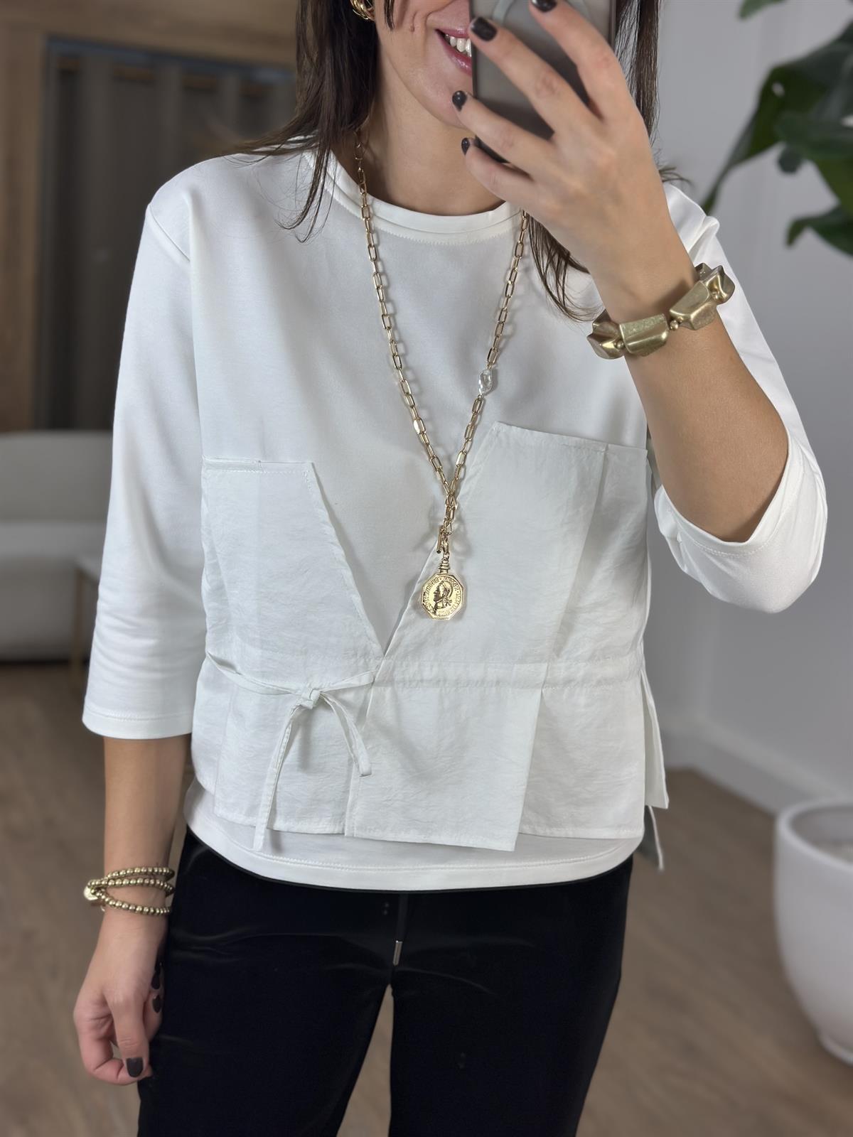 Bisiklet Yaka Garnili Sweatshirt - Ekru