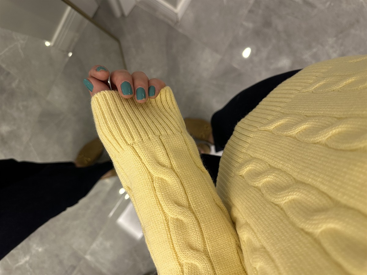 Bisiklet Yaka Örme Kazak - Sarı