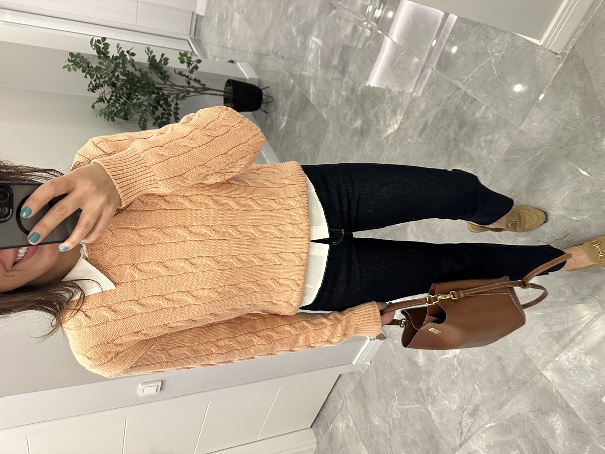 Bisiklet Yaka Örme Kazak  - Yavru Ağzı