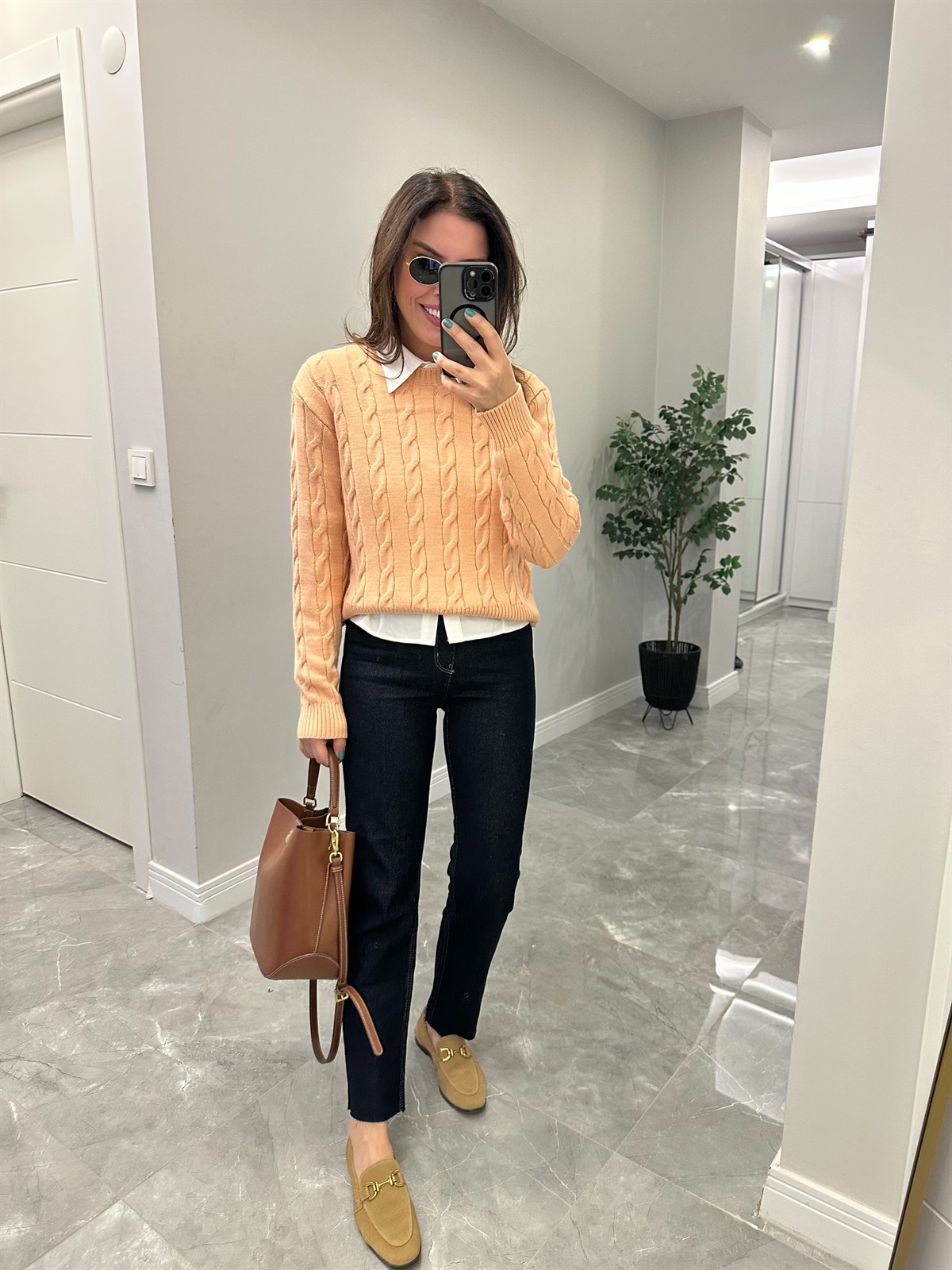 Bisiklet Yaka Örme Kazak  - Yavru Ağzı