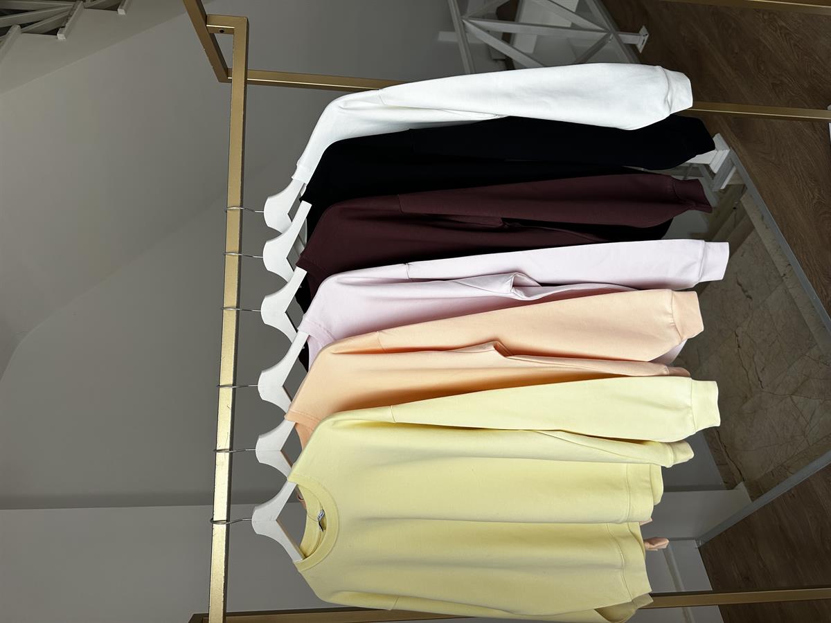 Bisiklet Yaka Pamuklu Basic Sweatshirt - Sarı