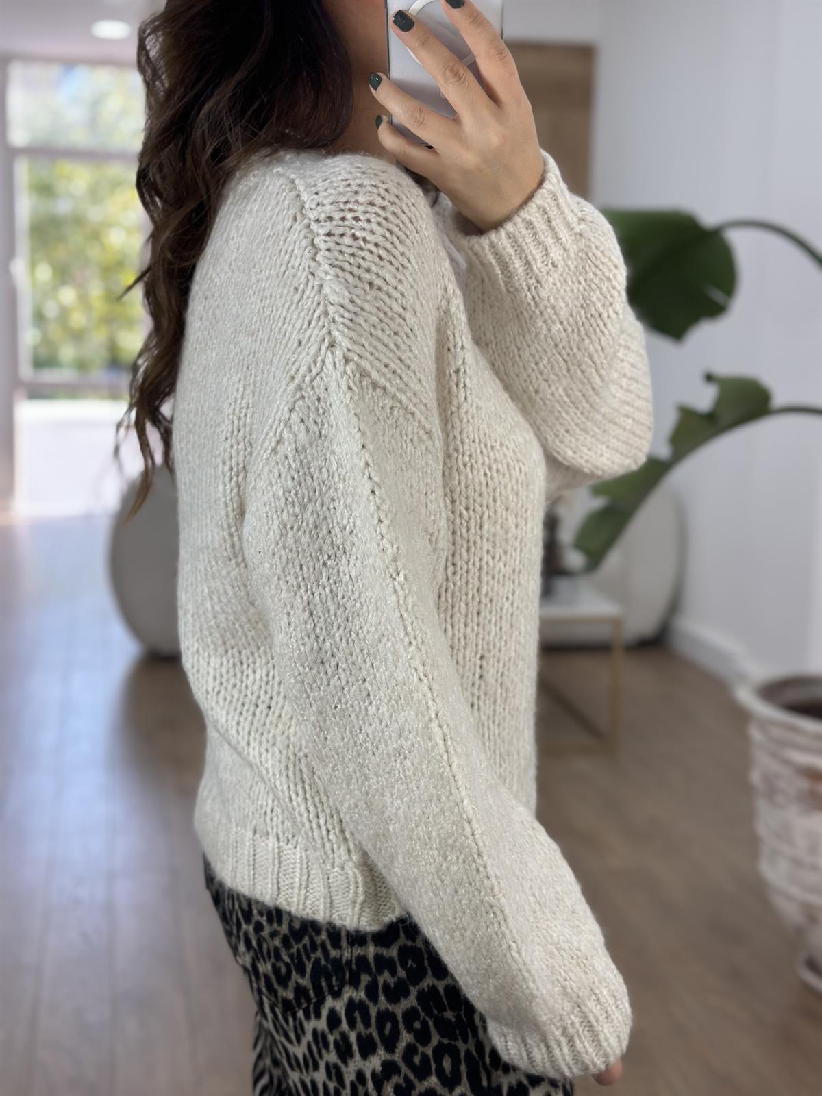 Bisiklet Yaka Yumoş Kazak - Bej