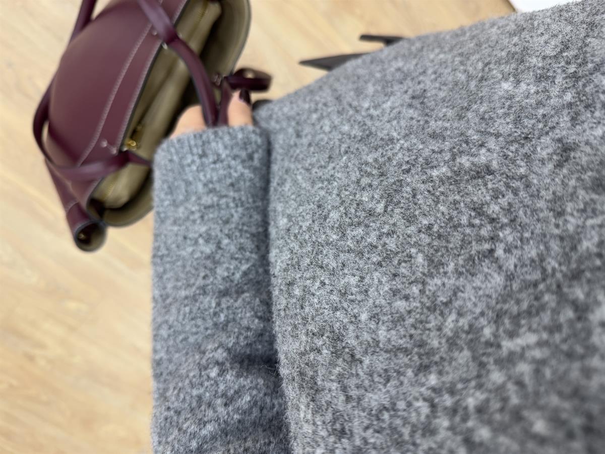 Dilvin Bisiklet Yaka Yumuşak Dokulu Triko Kazak - Gri