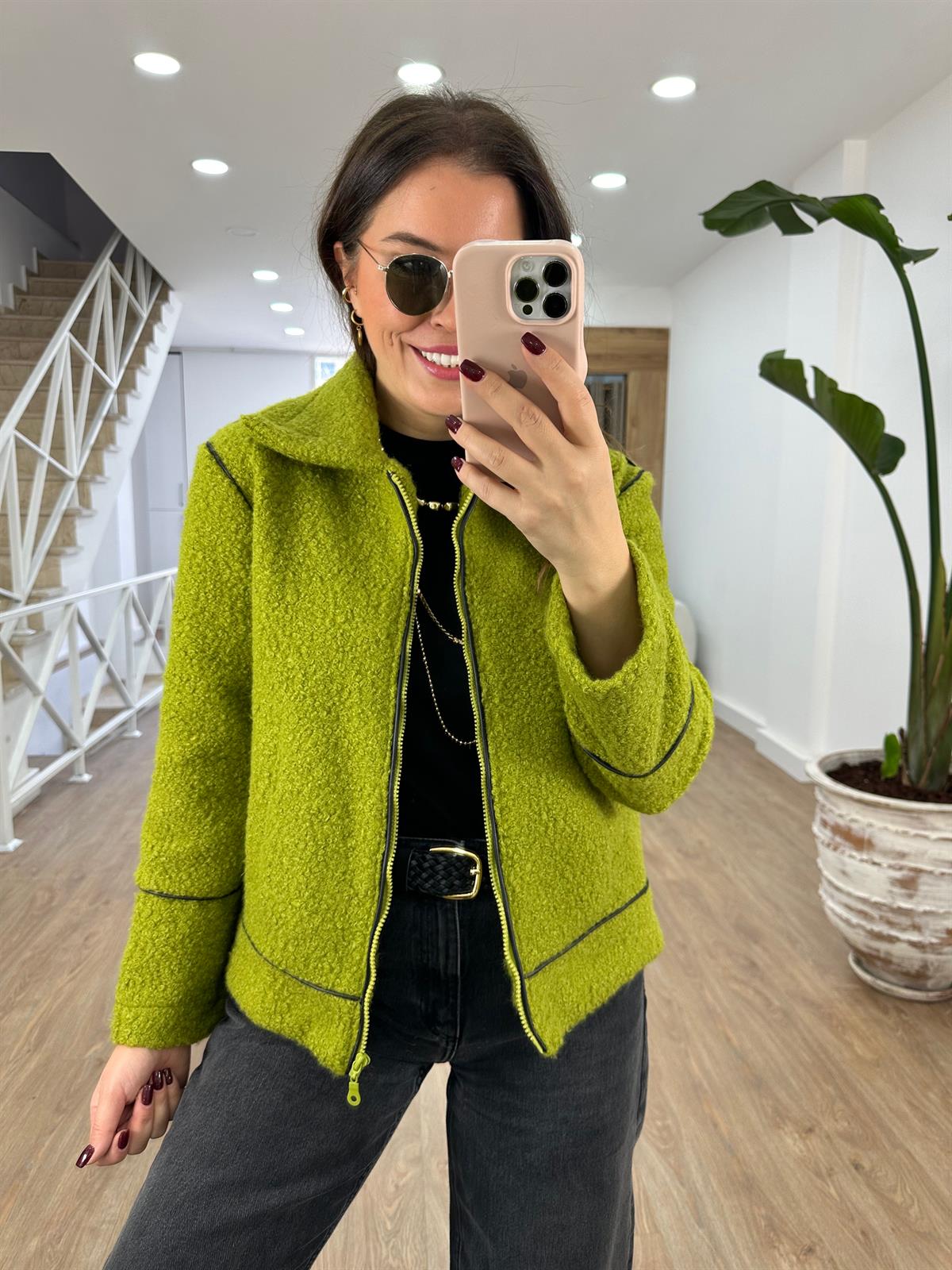 Biye Detaylı Buklet Kaban-Olive