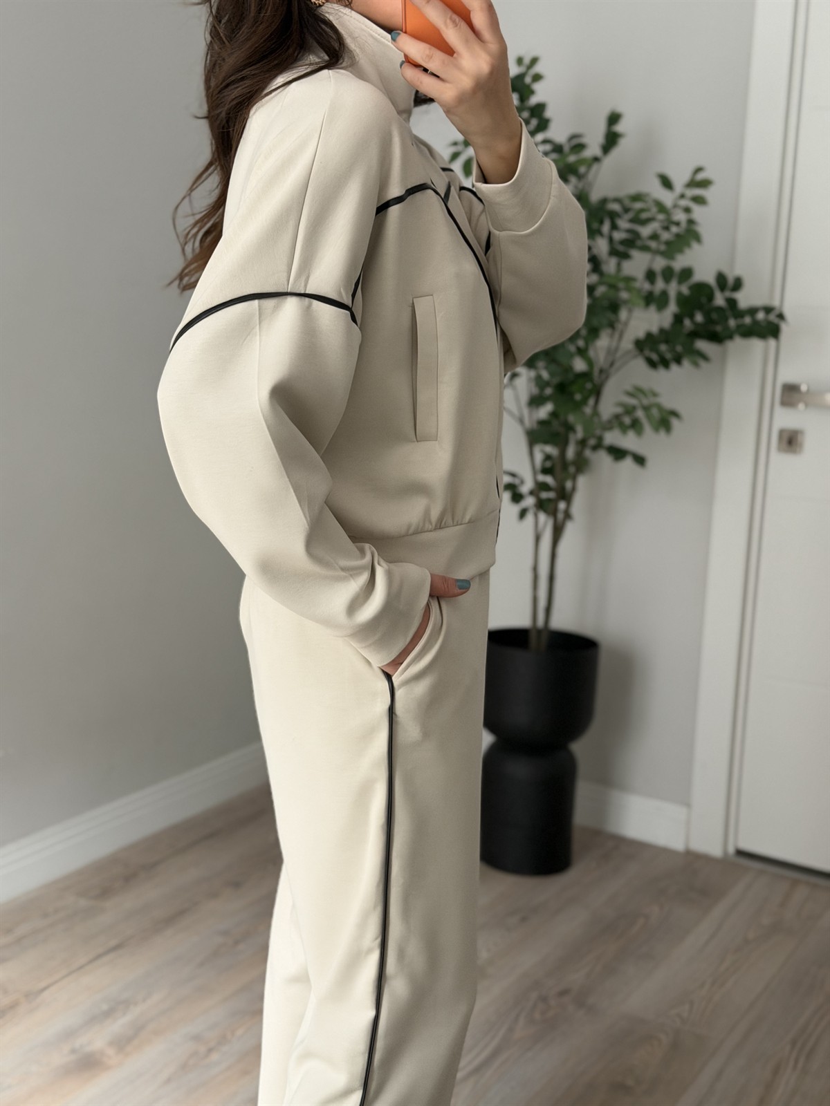 Biye Detaylı Fermuarlı Modal Takım