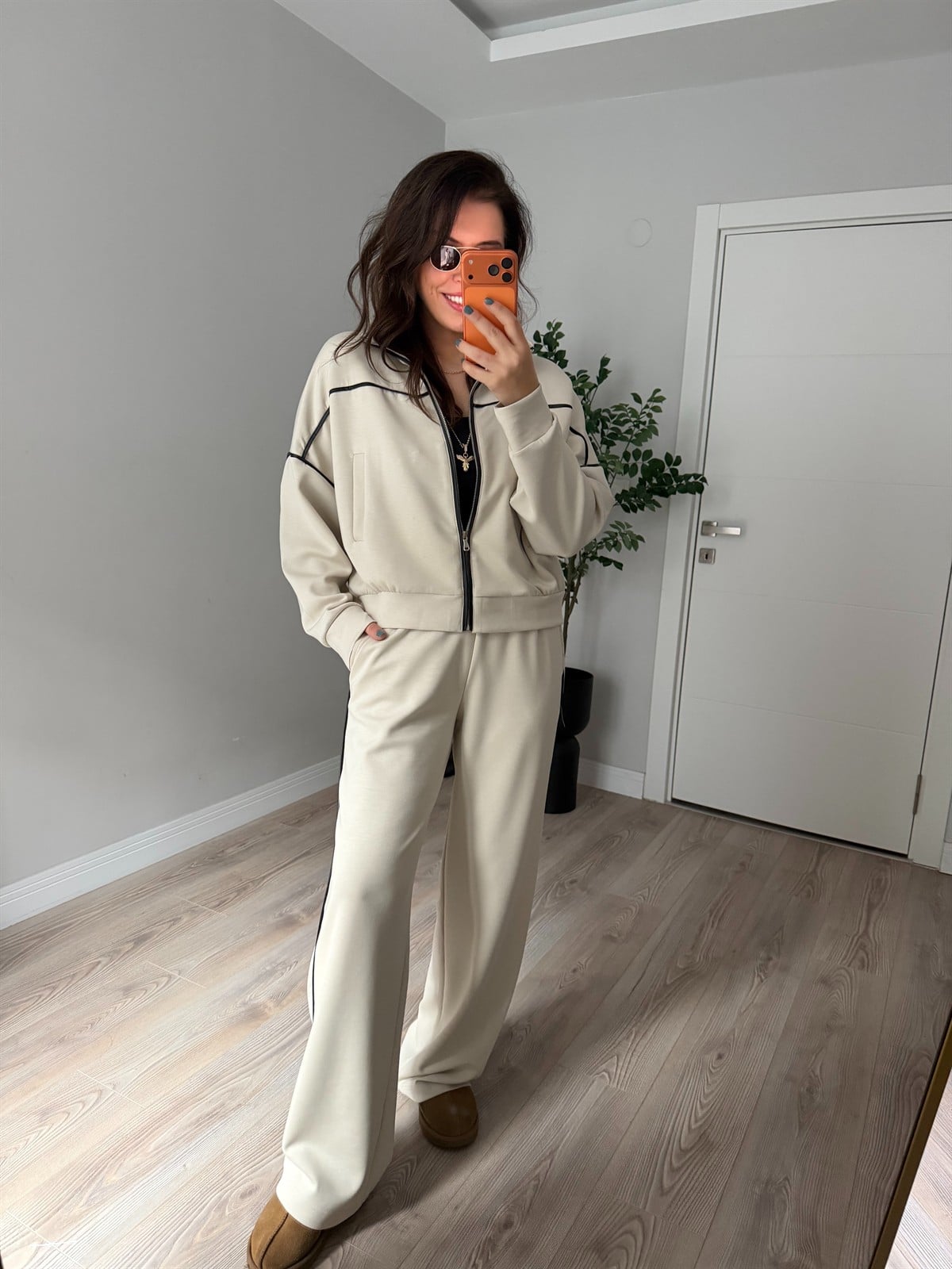 Biye Detaylı Fermuarlı Modal Takım