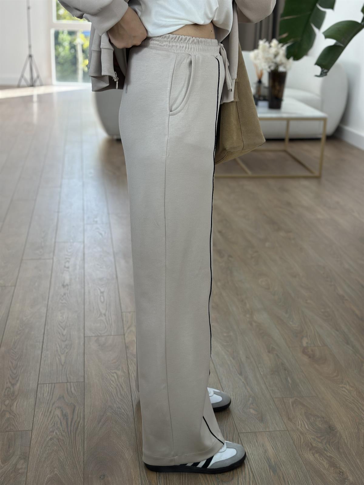 Biye Detaylı Fermuarlı Modal Takım-Taş