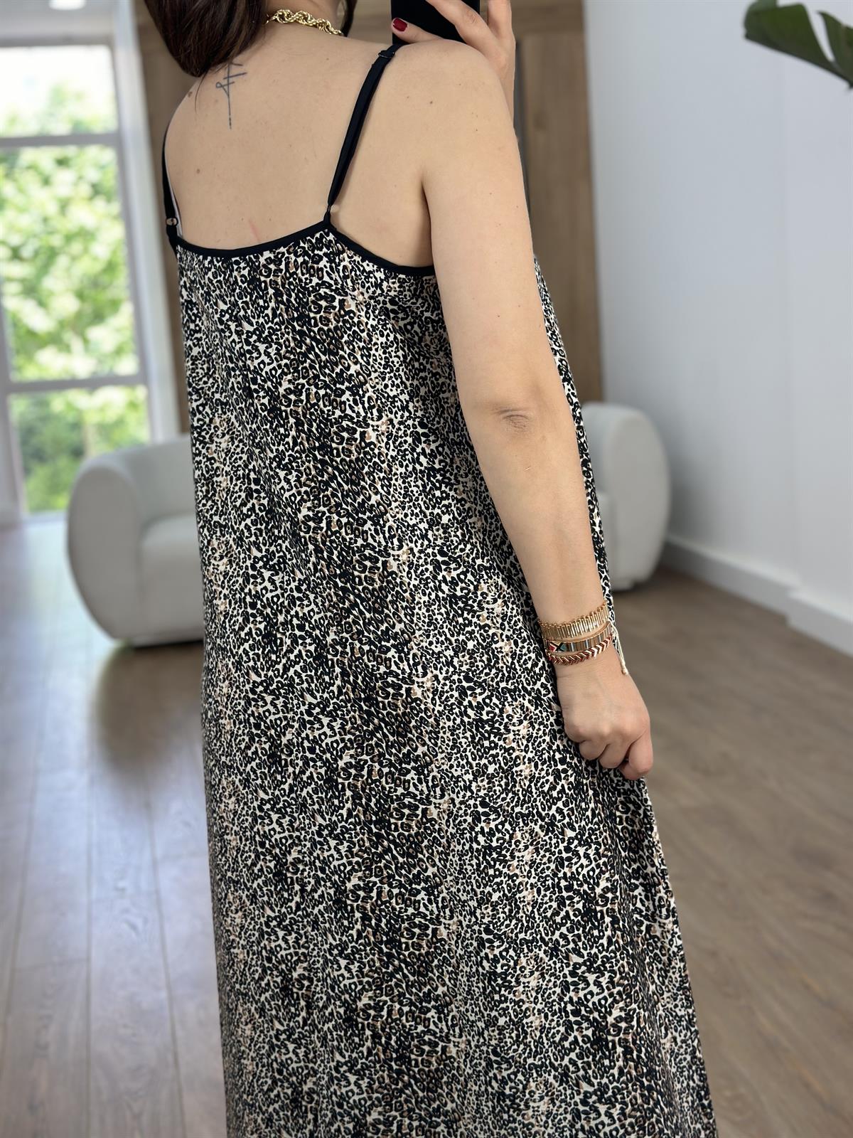 Biye Detaylı Leopar Elbise