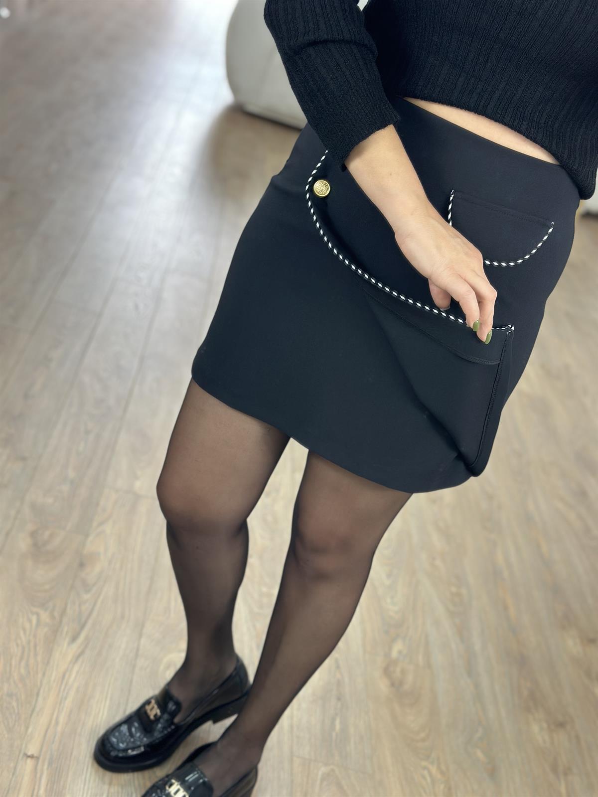 Biyeli Gold Düğmeli Kapaklı Etek