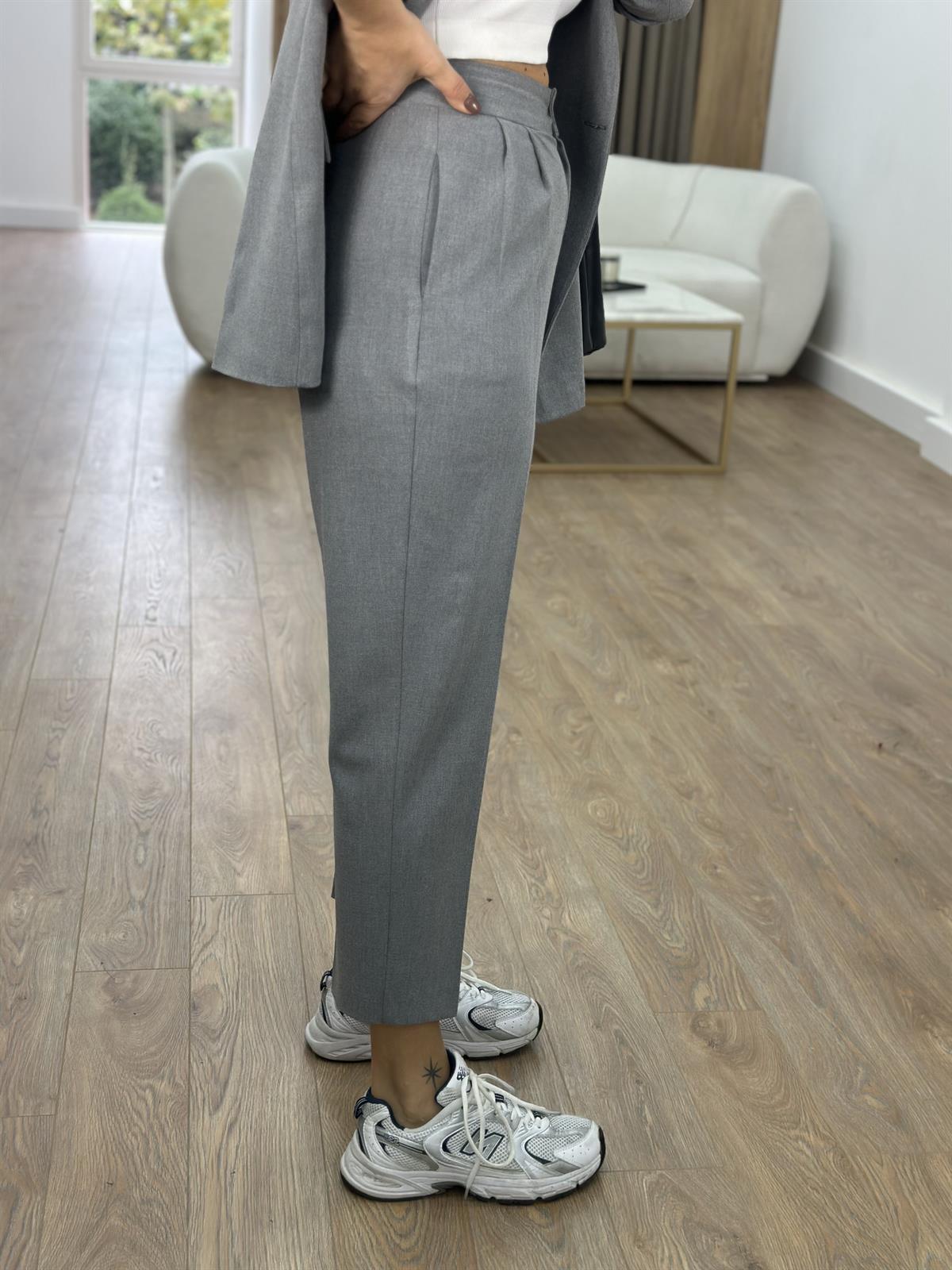 Blazer Ceketli Takım-Gri