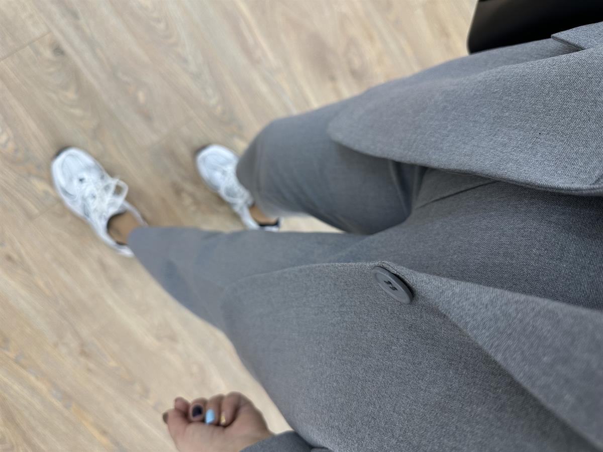 Blazer Ceketli Takım-Gri