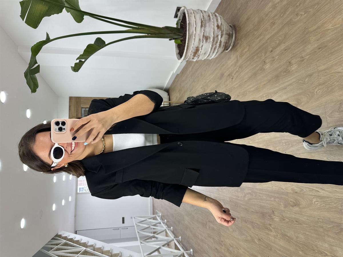 Blazer Ceketli Takım-Siyah