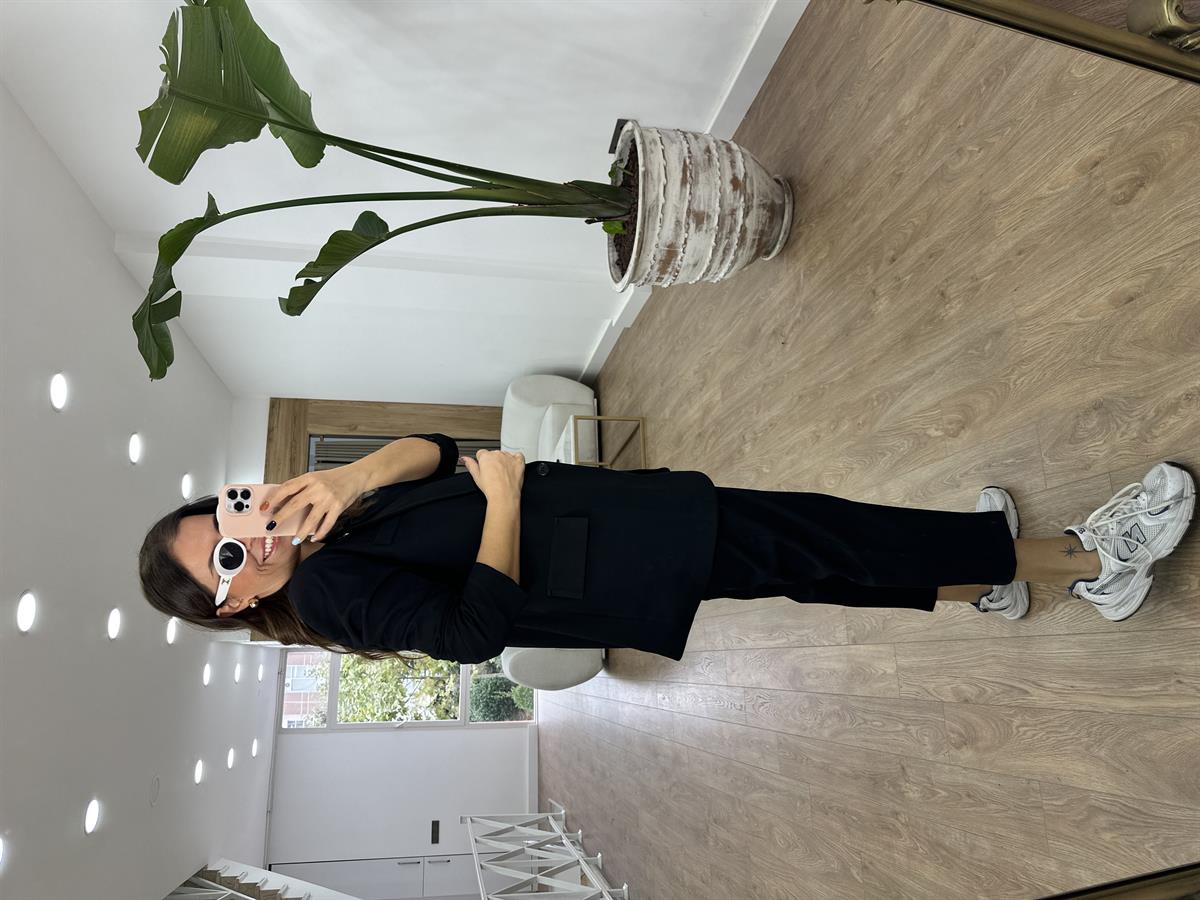 Blazer Ceketli Takım-Siyah