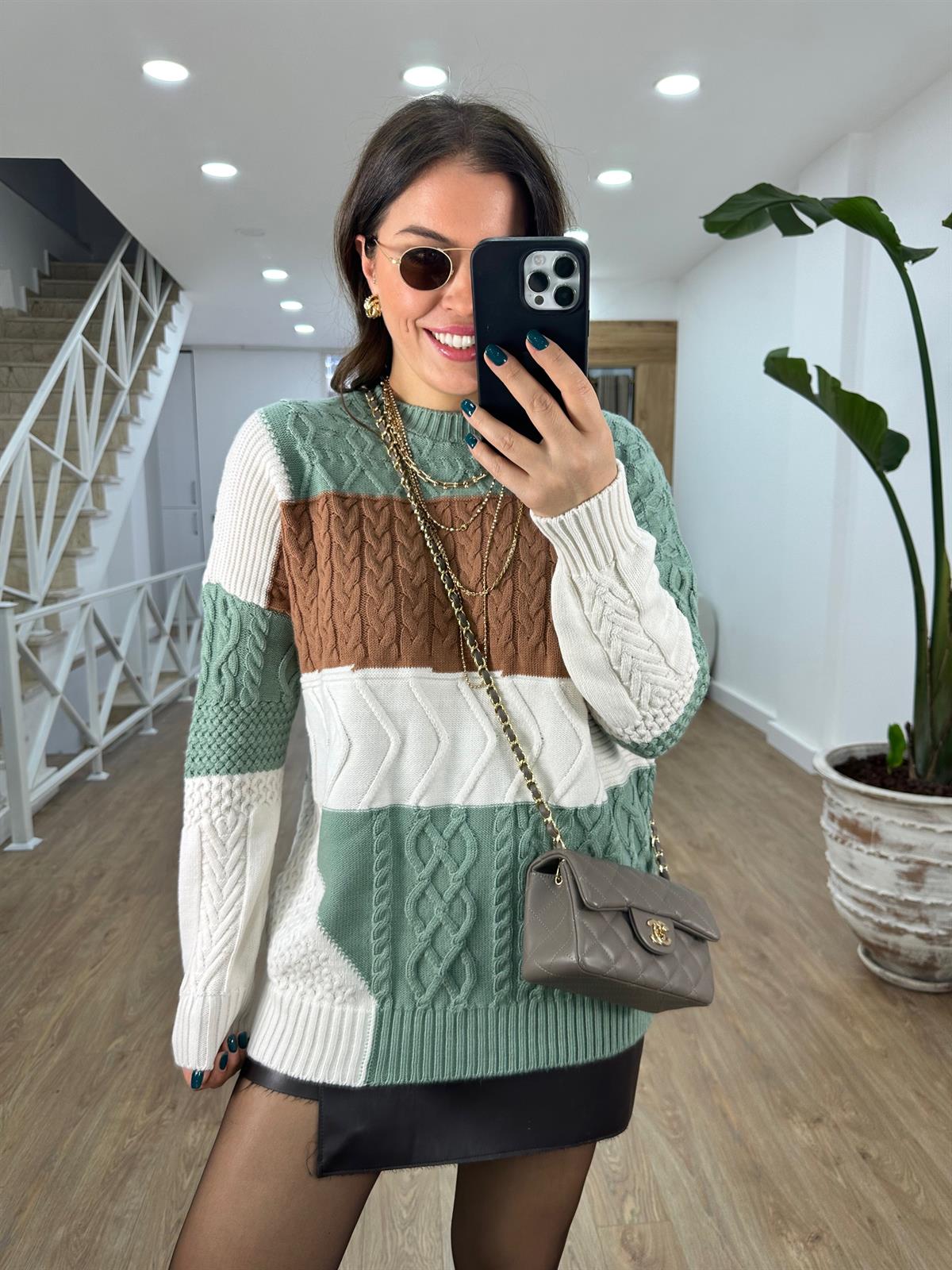 Blok Renkli Dokulu Kazak