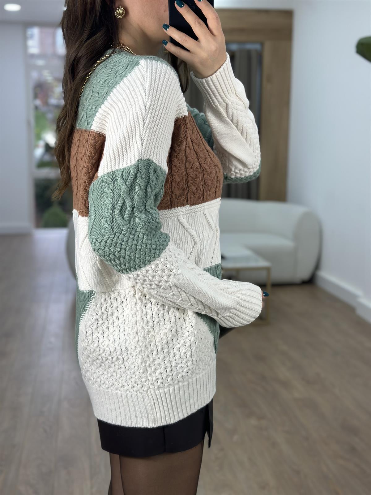 Blok Renkli Dokulu Kazak