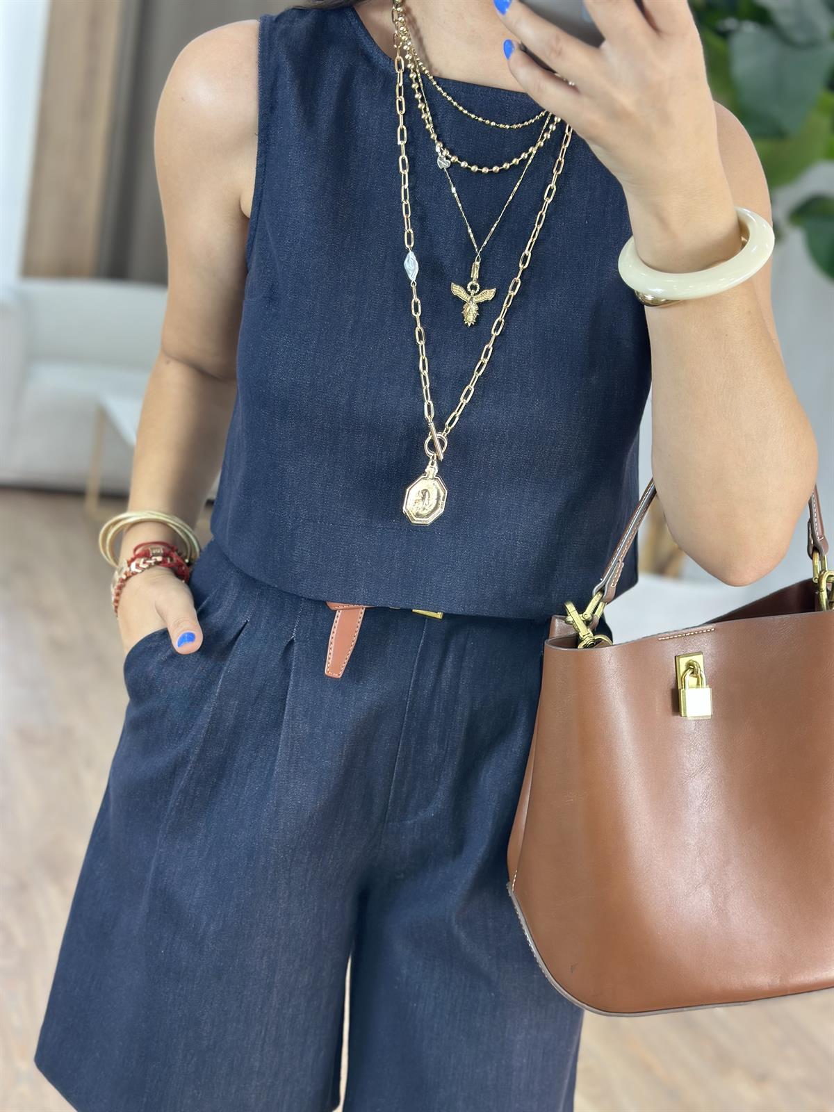 Bluz Şort Denim Takım