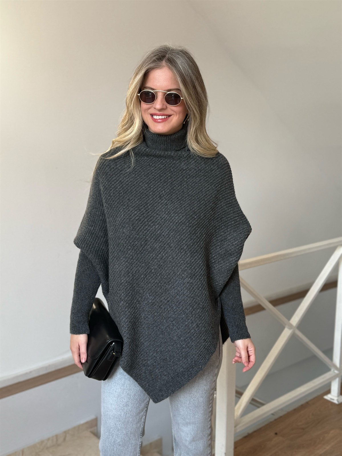 Boğazlı Asimetrik Kesim Kazak - Antrasit